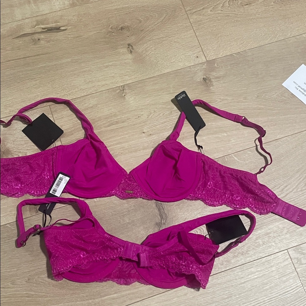 Women's Lace Underwire Bra Set - Fuchsia